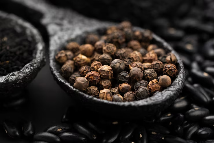 close up spoon with condiment seeds 23 2148461674